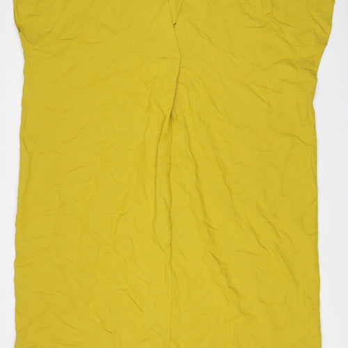 Zara Womens Yellow Viscose A-Line Size XL V-Neck Pullover