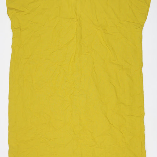 Zara Womens Yellow Viscose A-Line Size XL V-Neck Pullover