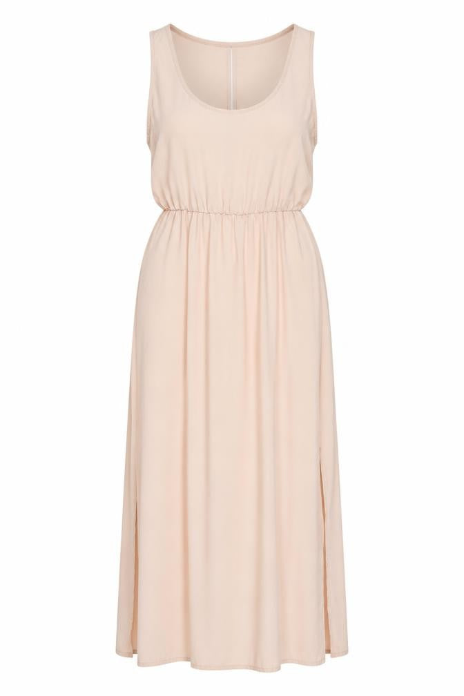 Front view of H&M women’s pink polyester a-line, size UK 12, scoop neck pullover