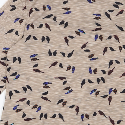 Per Una Womens Brown Geometric Polyester Basic T-Shirt Size 14 Scoop Neck - Birds