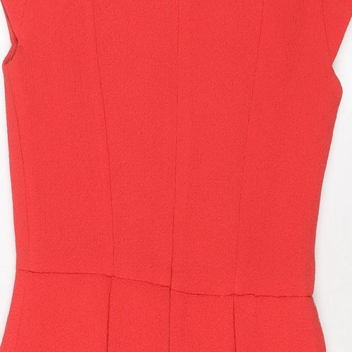 Miss Selfridge Womens Pink Polyester Sheath Size 10 Boat Neck Zip
