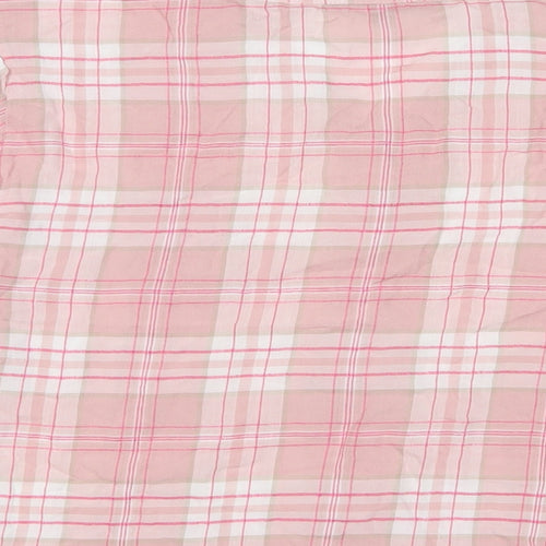 Bonmarché Womens Pink Plaid Viscose Basic T-Shirt Size 16 V-Neck