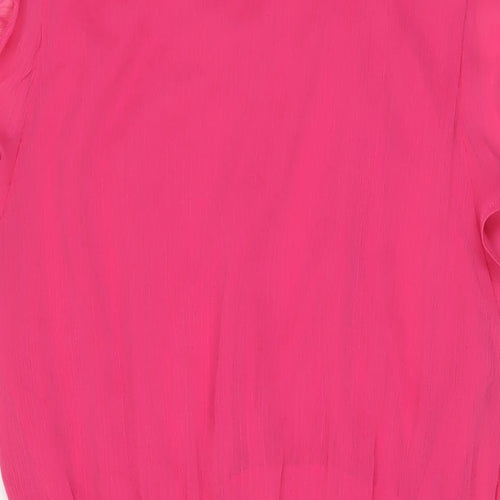 Mango Womens Pink Polyester A-Line Size L V-Neck Zip