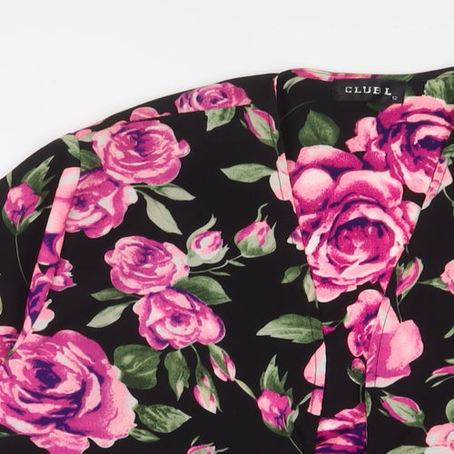 Club L Womens Pink Floral Polyester Kimono Blouse Size 12 V-Neck - Open
