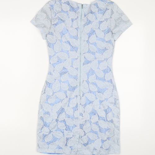 Tenki Womens Blue Polyester Bodycon Size 8 Crew Neck Zip
