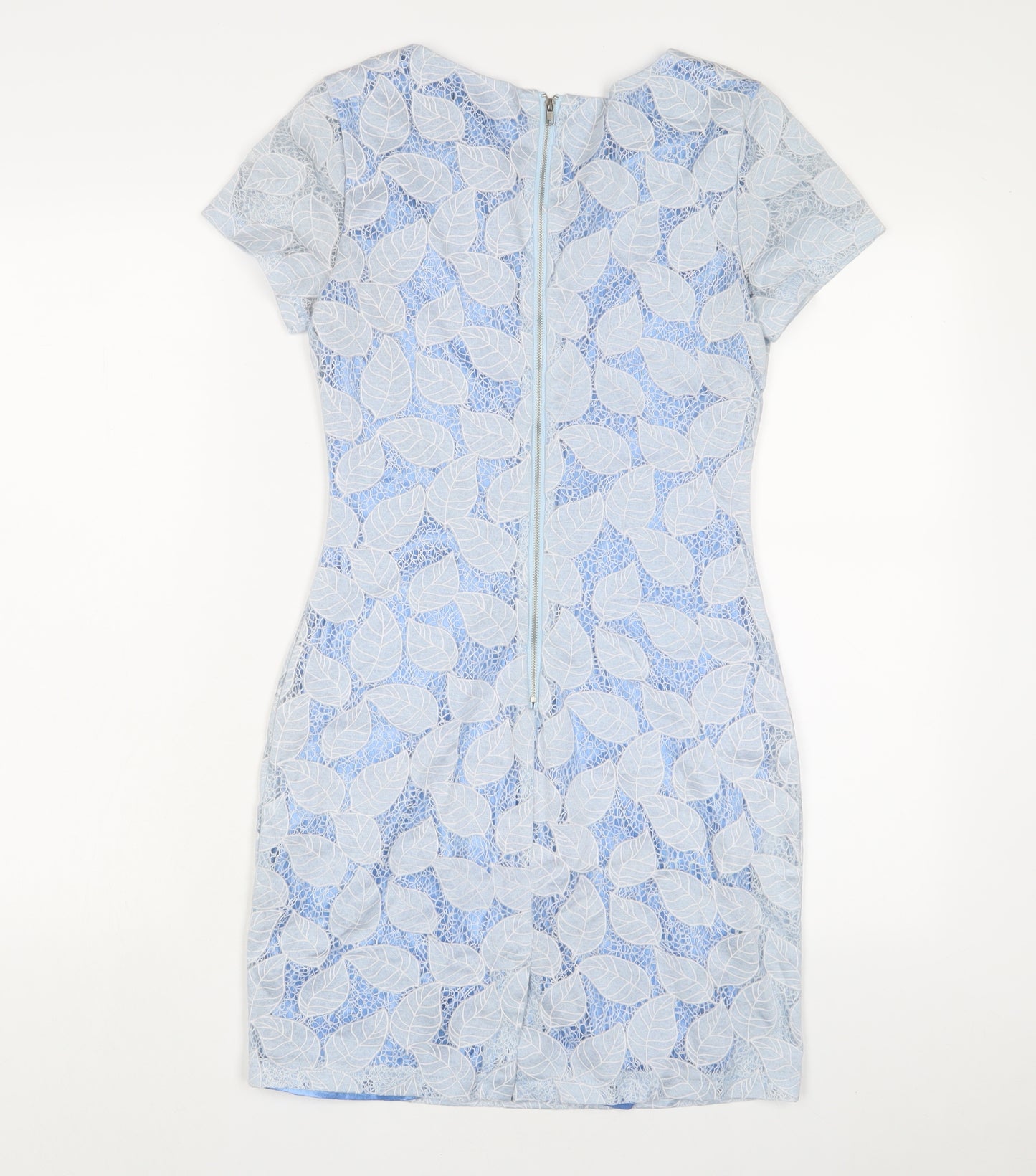 Tenki Womens Blue Polyester Bodycon Size 8 Crew Neck Zip