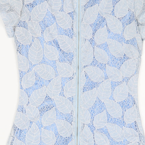 Tenki Womens Blue Polyester Bodycon Size 8 Crew Neck Zip