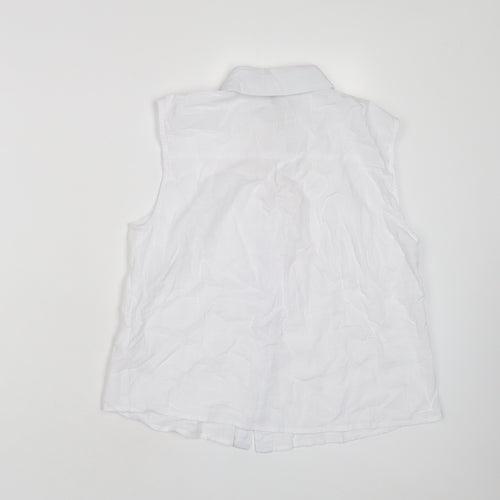 Lipsy Womens White Cotton Basic Button-Up Size 10 Collared - Embroidered