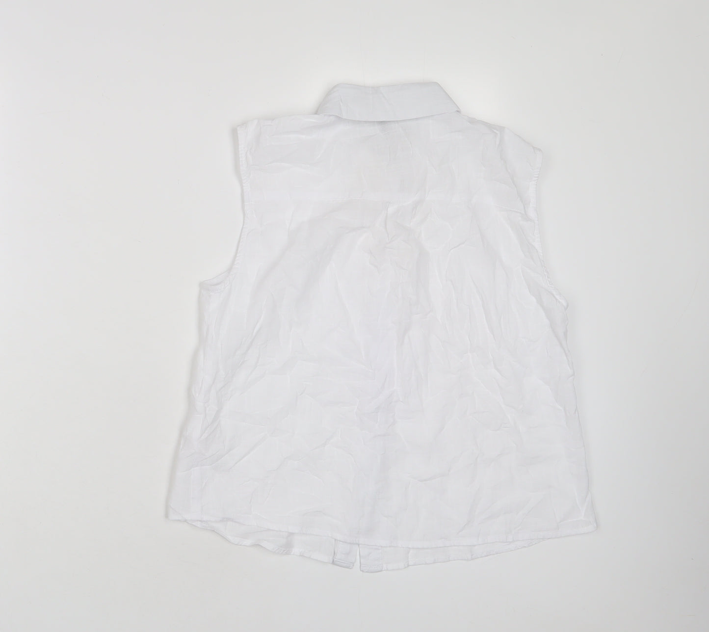 Lipsy Womens White Cotton Basic Button-Up Size 10 Collared - Embroidered