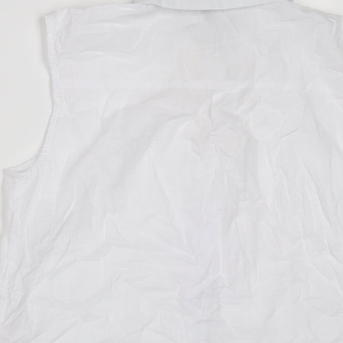 Lipsy Womens White Cotton Basic Button-Up Size 10 Collared - Embroidered