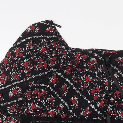 essence Womens Red Floral Viscose Basic Blouse Size 16 V-Neck - Lace