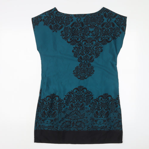 Dorothy Perkins Womens Blue Fair Isle Polyester A-Line Size 10 Boat Neck Pullover