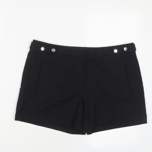 Zara Womens Black Polyester Basic Shorts Size L L4 in Regular Zip