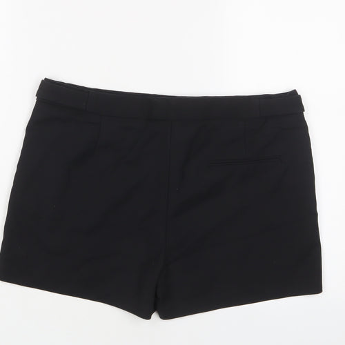 Zara Womens Black Polyester Basic Shorts Size L L4 in Regular Zip