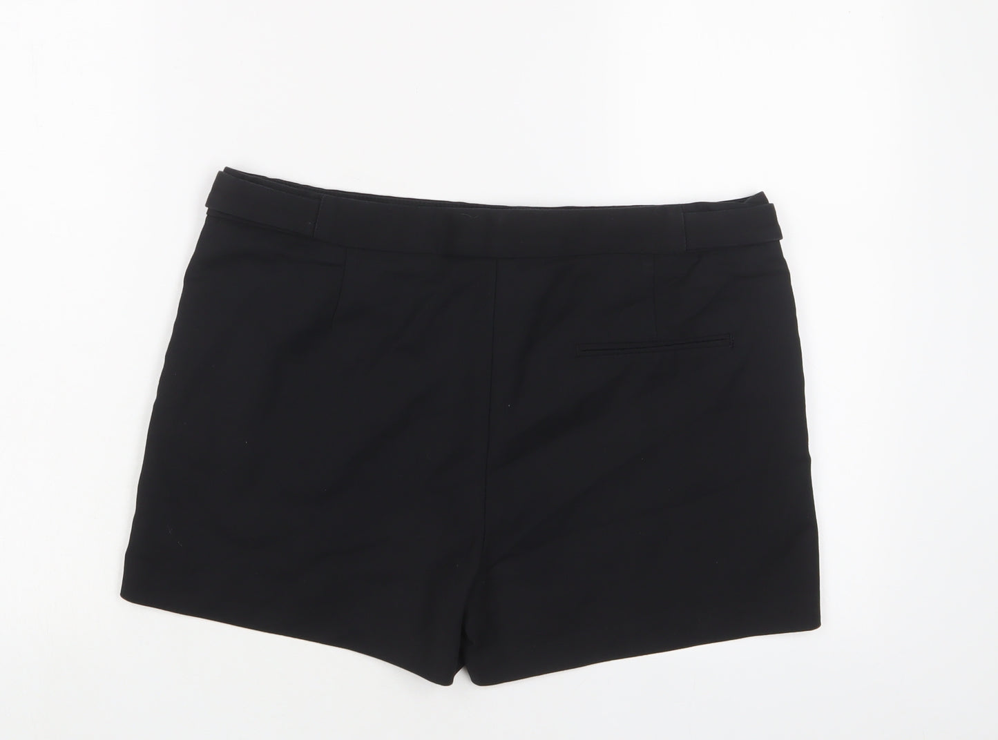 Zara Womens Black Polyester Basic Shorts Size L L4 in Regular Zip