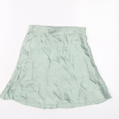 H&M Womens Green Polyester A-Line Skirt Size XS