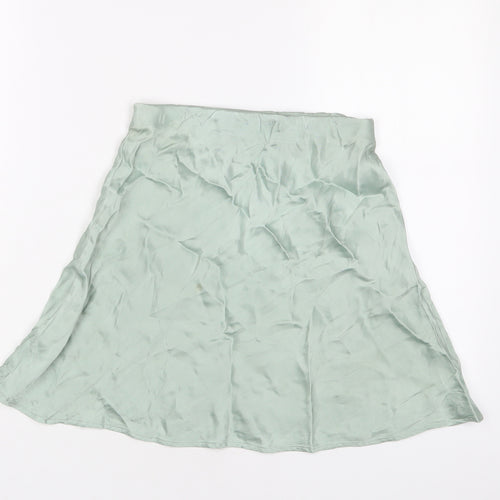H&M Womens Green Polyester A-Line Skirt Size XS