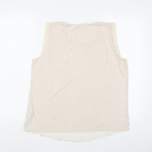 Per Una Womens Beige Polyester Basic Tank Size 14 Scoop Neck - Embroidered