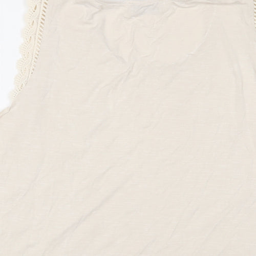 Per Una Womens Beige Polyester Basic Tank Size 14 Scoop Neck - Embroidered
