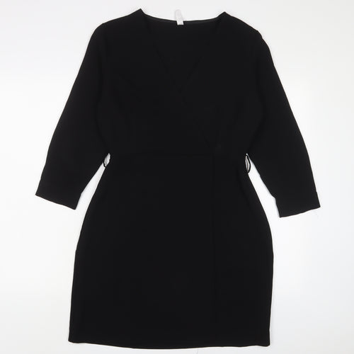 Mango Womens Black Polyester Sheath Size M V-Neck Zip