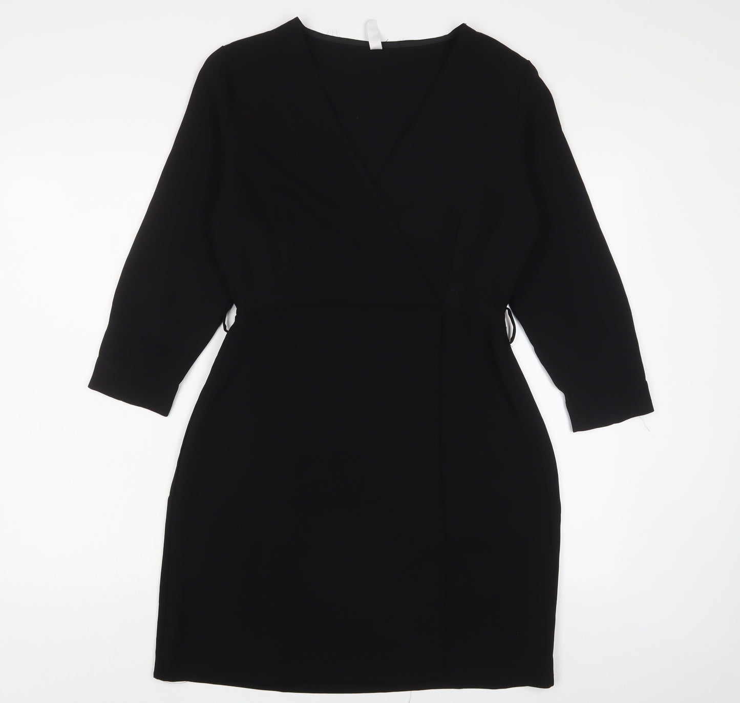 Mango Womens Black Polyester Sheath Size M V-Neck Zip