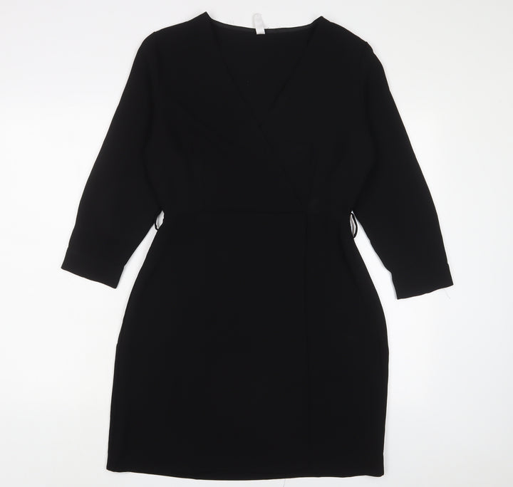 Mango Womens Black Polyester Sheath Size M V-Neck Zip
