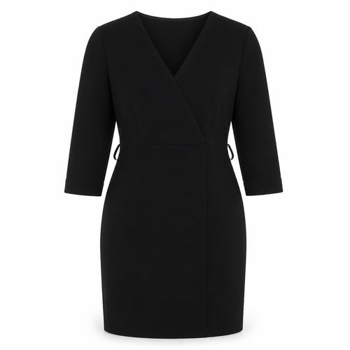 Mango Womens Black Polyester Sheath Size M V-Neck Zip