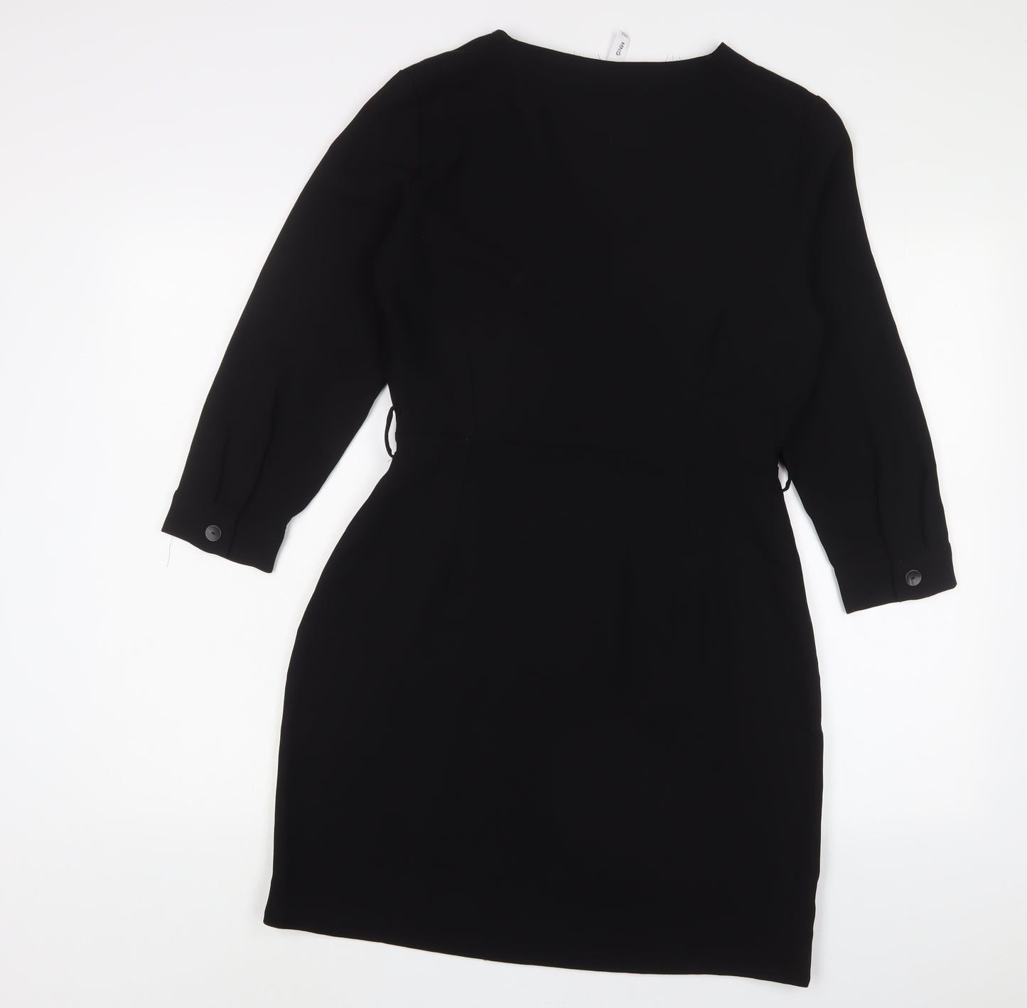 Mango Womens Black Polyester Sheath Size M V-Neck Zip