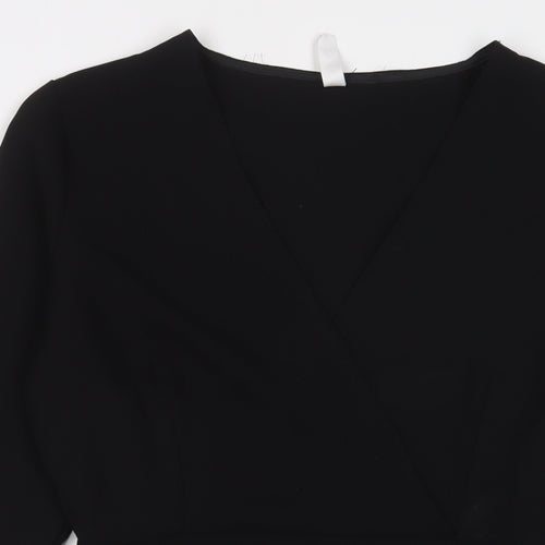 Mango Womens Black Polyester Sheath Size M V-Neck Zip