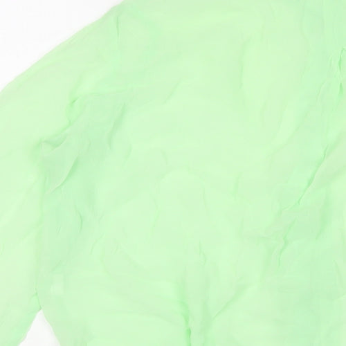 Zara Womens Green Polyester Basic Button-Up Size M Collared