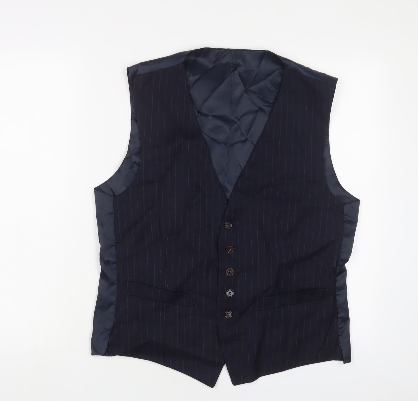 Racing Green Mens Blue Wool Jacket Suit Waistcoat Size 40 Regular