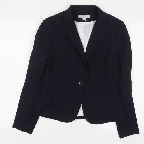 H&M Womens Blue Jacket Blazer Size 12 Button