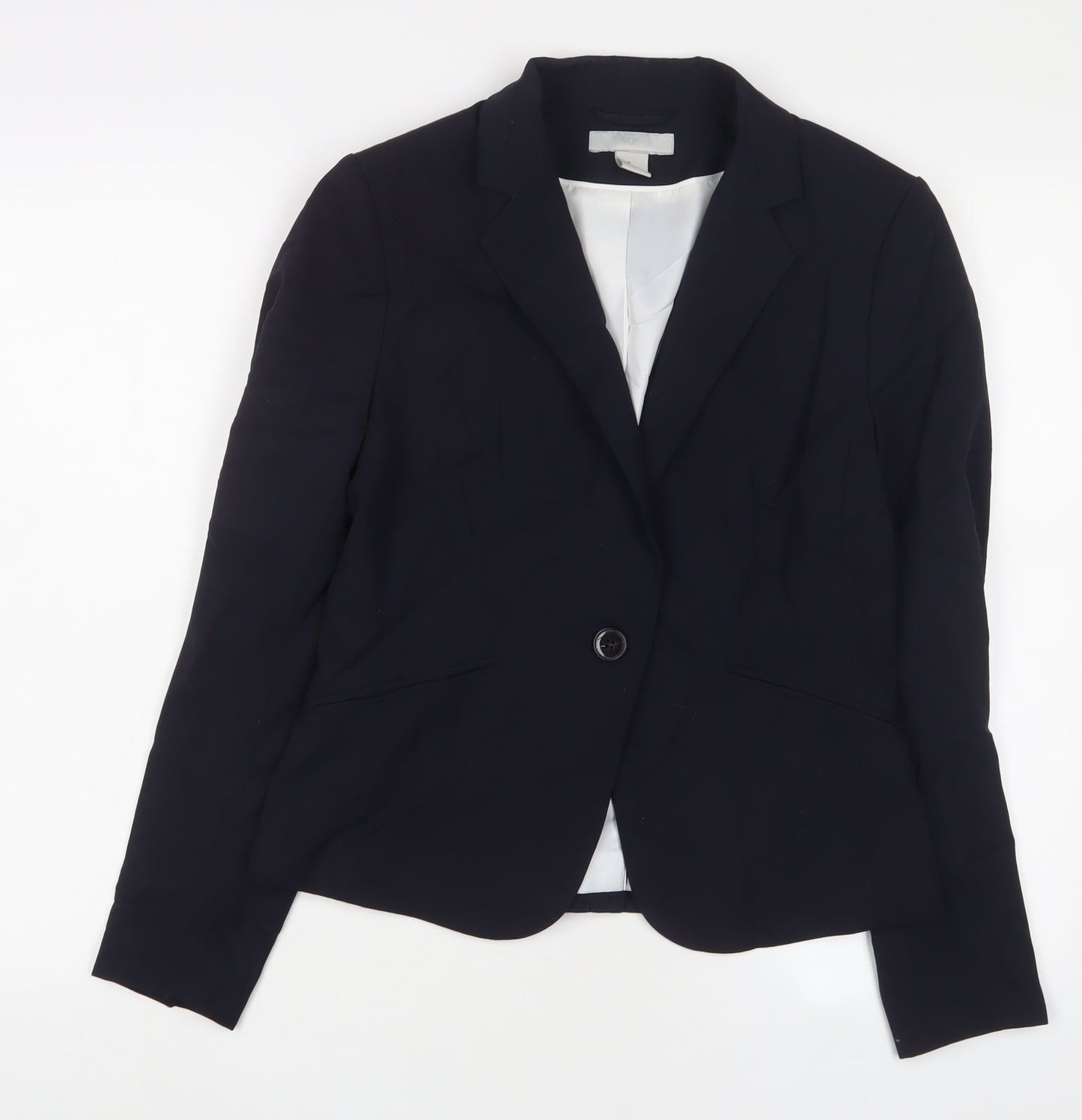 H&M Womens Blue Jacket Blazer Size 12 Button
