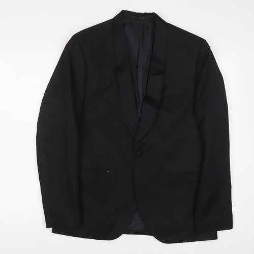 H&M Mens Black Polyester Jacket Suit Jacket Size 40 Regular