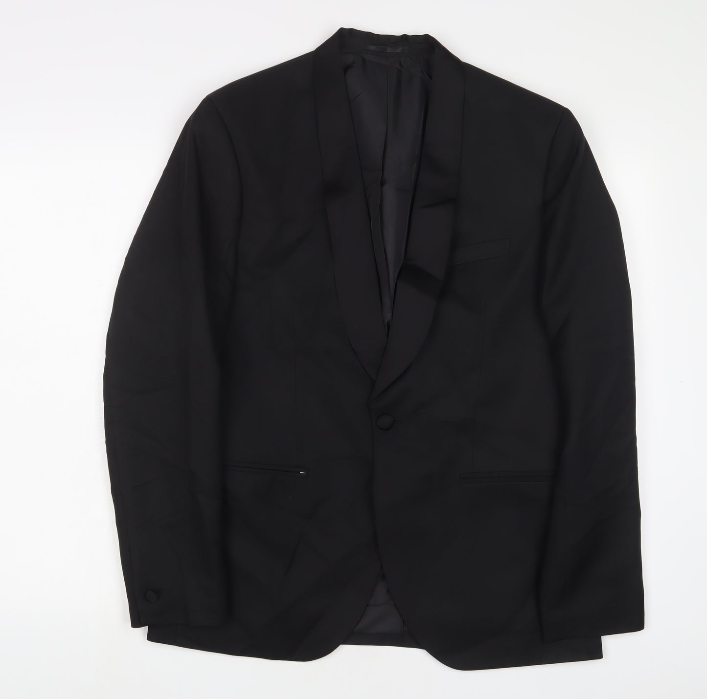 H&M Mens Black Polyester Jacket Suit Jacket Size 40 Regular