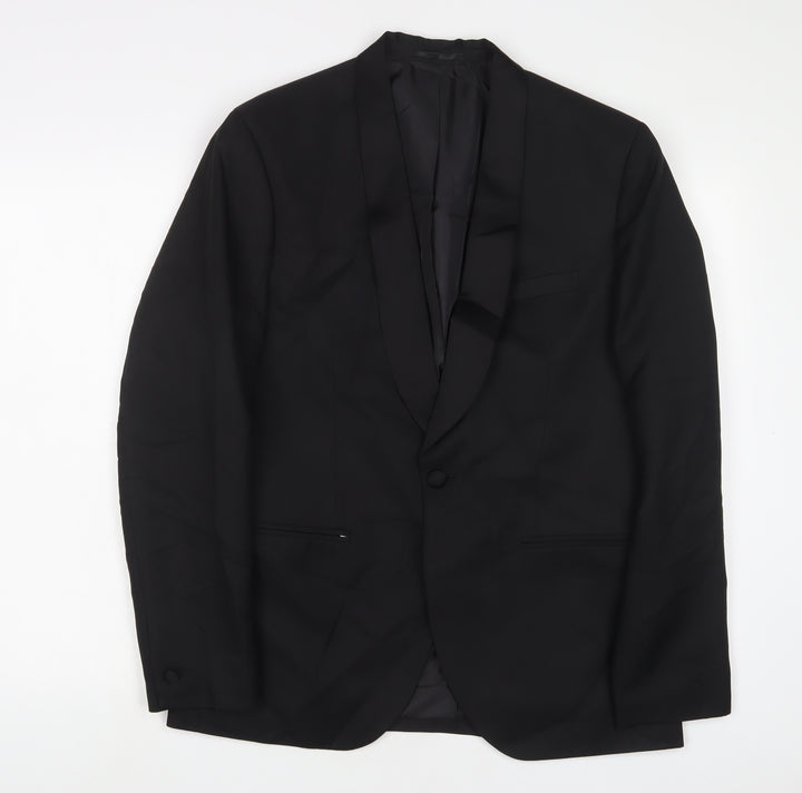 H&M Mens Black Polyester Jacket Suit Jacket Size 40 Regular