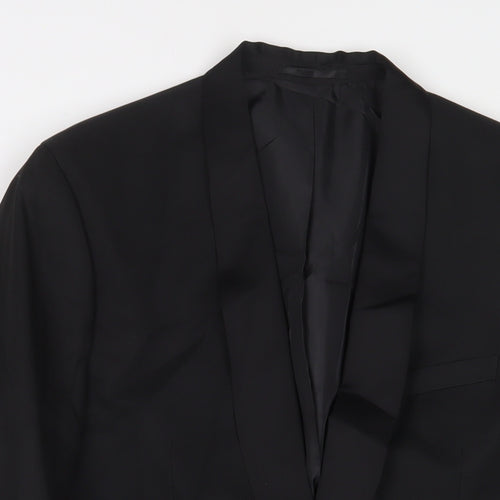 H&M Mens Black Polyester Jacket Suit Jacket Size 40 Regular