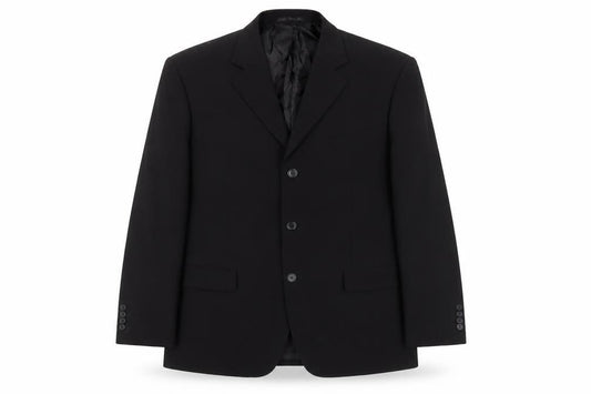Front view of George men’s black polyester jacket suit jacket, size 42, regular