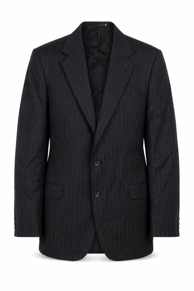 Front view of St Michael men’s grey striped wool jacket suit jacket, size 42, regular