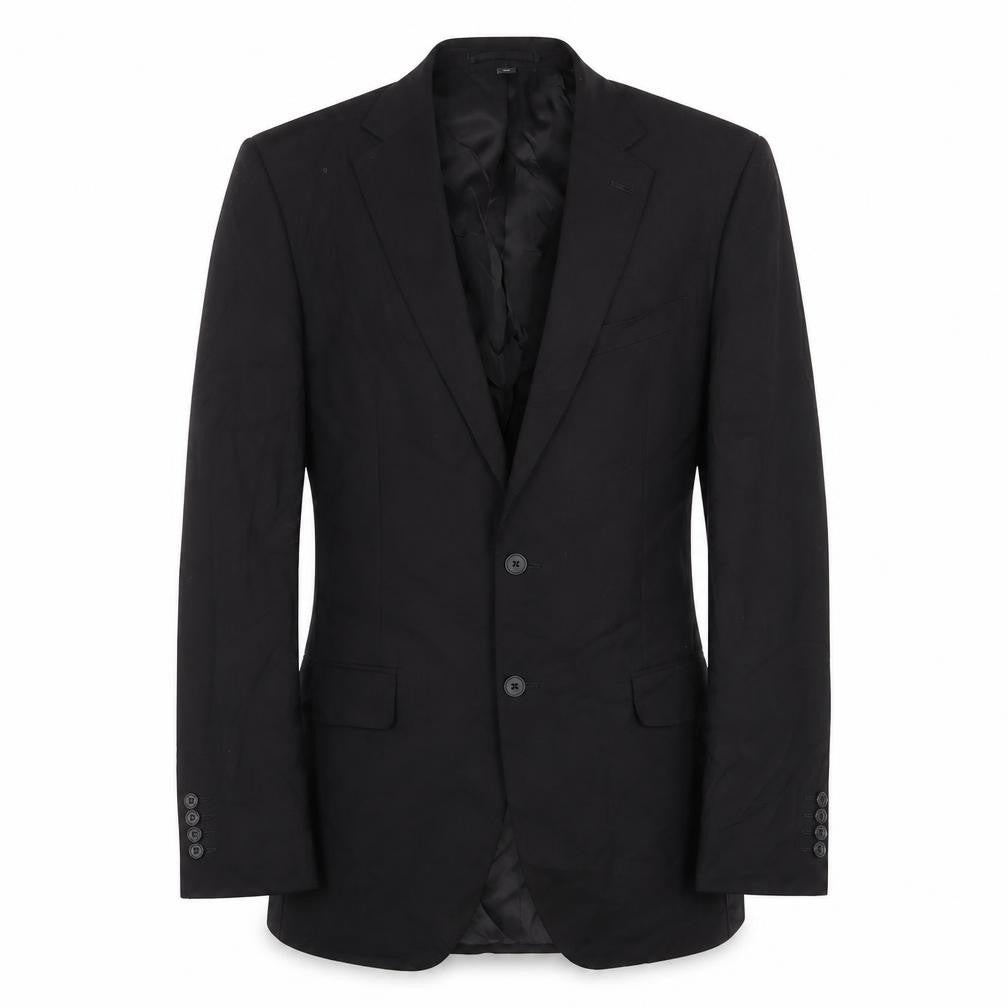 Front view of Marks & Spencer men’s black polyester jacket suit jacket, size 40, regular