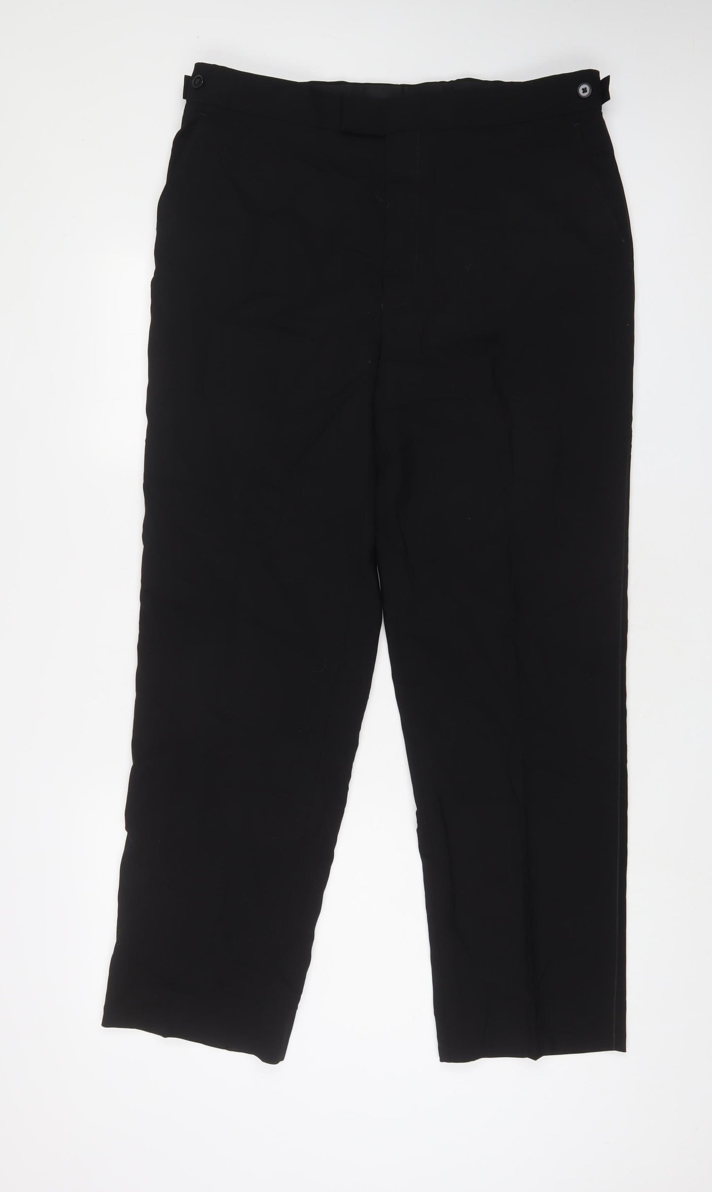 Moss Bros Mens Black Wool Trousers Size 36 in L30 in Regular Hook & Eye - Short length