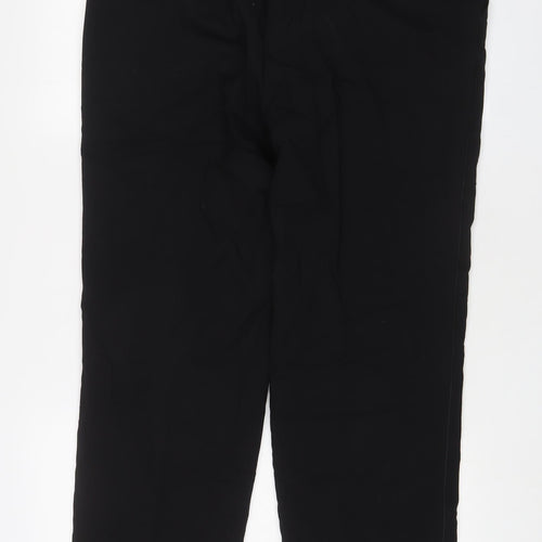 Moss Bros Mens Black Wool Trousers Size 36 in L30 in Regular Hook & Eye - Short length