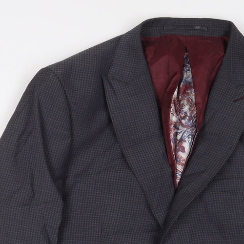 Benetti Mens Grey Wool Jacket Suit Jacket Size 40 Regular