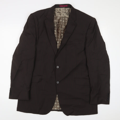 Limehaus Mens Brown Striped Polyester Jacket Suit Jacket Size 44 Regular