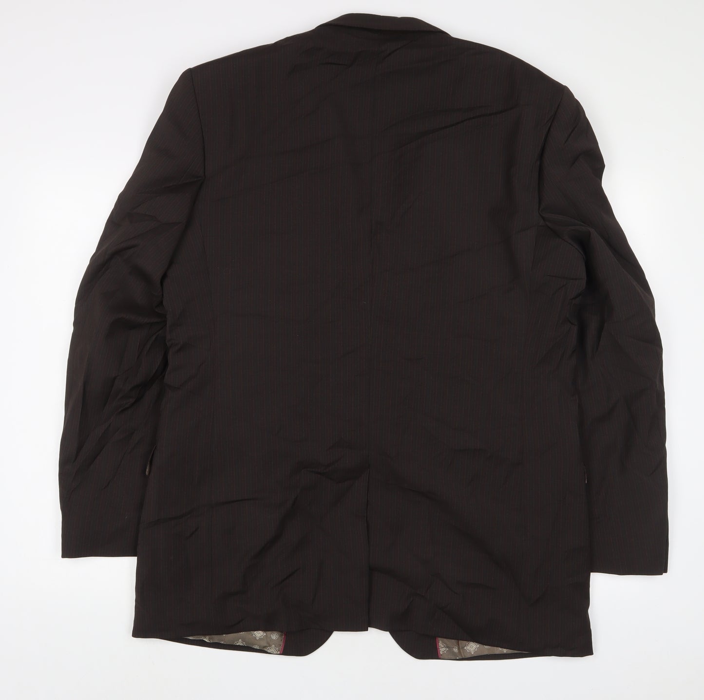Limehaus Mens Brown Striped Polyester Jacket Suit Jacket Size 44 Regular