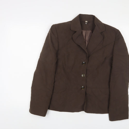 EWM Womens Brown Jacket Blazer Size 14 Button