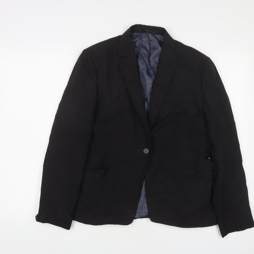 Brook Taverner Womens Black Jacket Blazer Size 14 Button