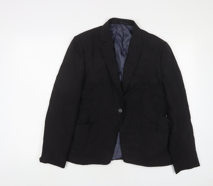 Brook Taverner Womens Black Jacket Blazer Size 14 Button