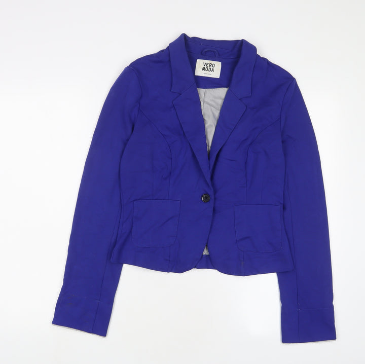 VERO MODA Womens Blue Jacket Blazer Size L Button