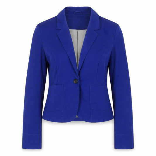 Front view of Vero Moda women’s blue jacket blazer, size L, button